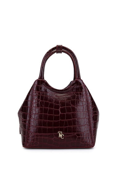  Tamer Tanca Kadın Suni Deri Bordo Kol Çantası