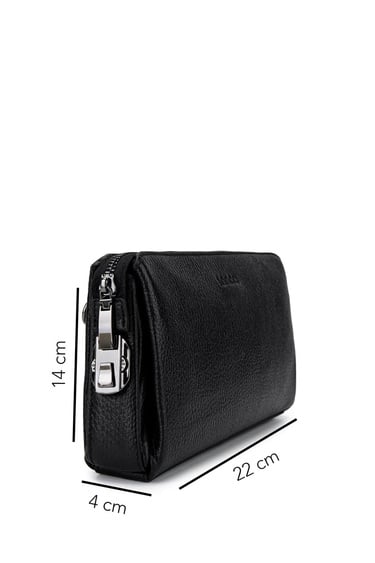  Tamer Tanca Erkek Hakiki Deri Siyah Floter El Çantası