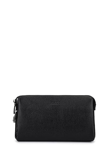  Tamer Tanca Erkek Hakiki Deri Siyah Floter El Çantası