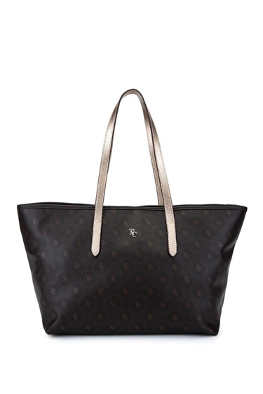  Tamer Tanca Kadın Suni Deri Kahverengi Desen Kol Çantası