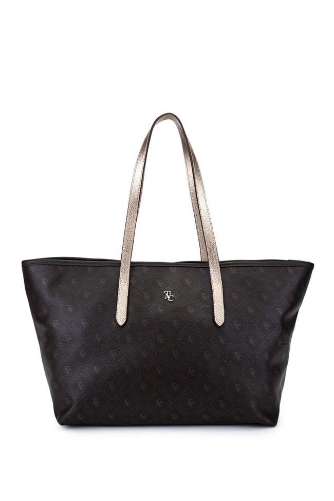  Tamer Tanca Kadın Suni Deri Kahverengi Desen Kol Çantası