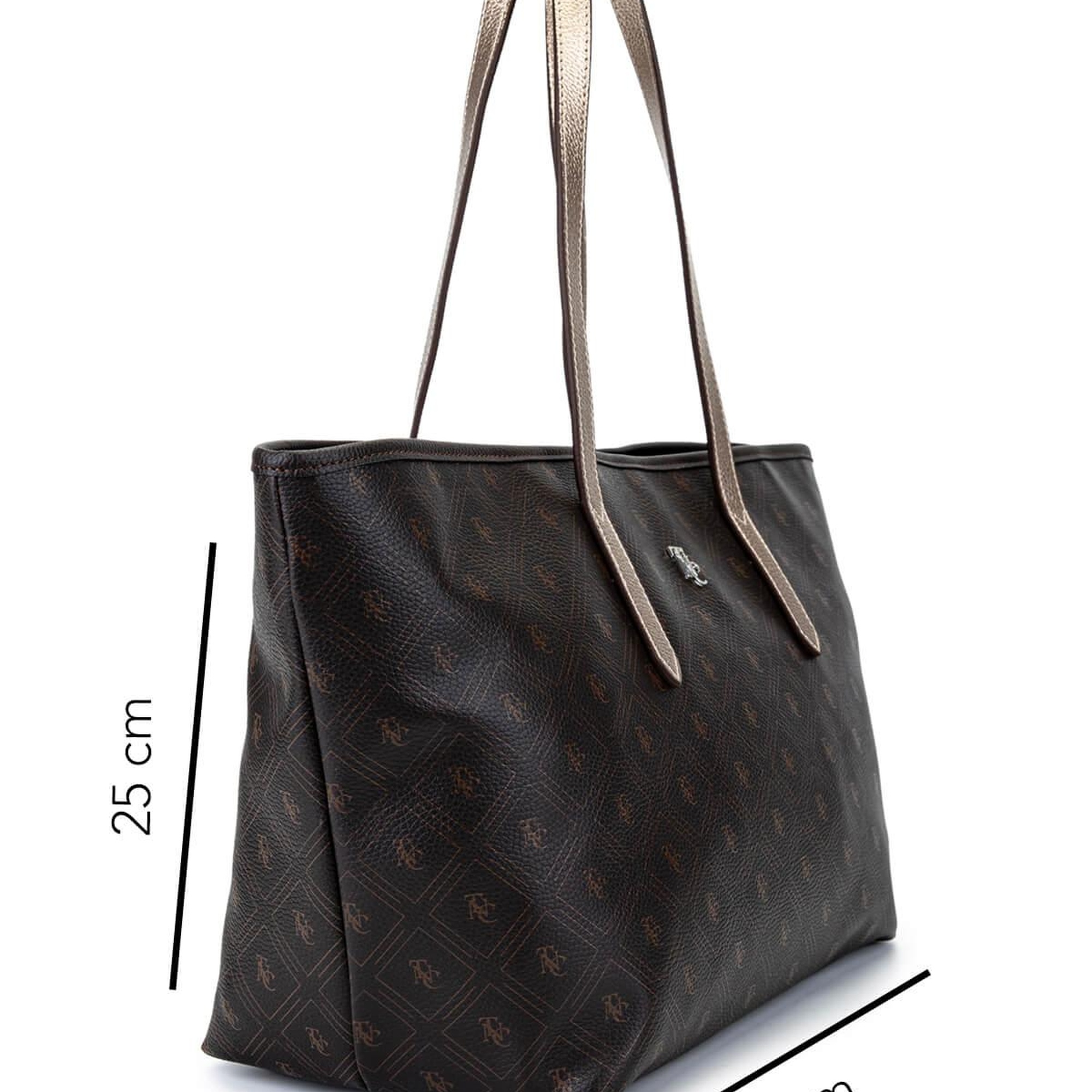 Tamer Tanca Kadın Suni Deri Kahverengi Desen Kol Çantası