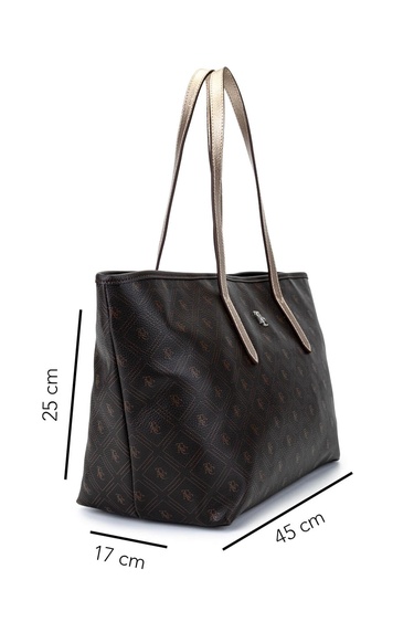  Tamer Tanca Kadın Suni Deri Kahverengi Desen Kol Çantası