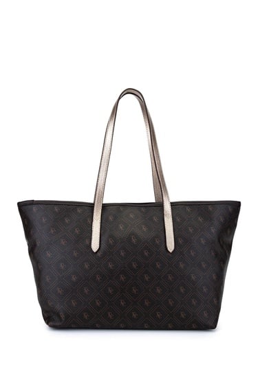  Tamer Tanca Kadın Suni Deri Kahverengi Desen Kol Çantası