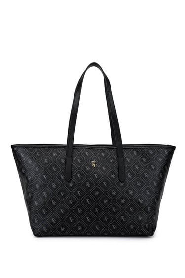  Tamer Tanca Kadın Suni Deri Siyah Desen Kol Çantası