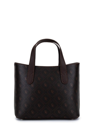  Tamer Tanca Kadın Suni Deri Kahverengi Desen El Çantası