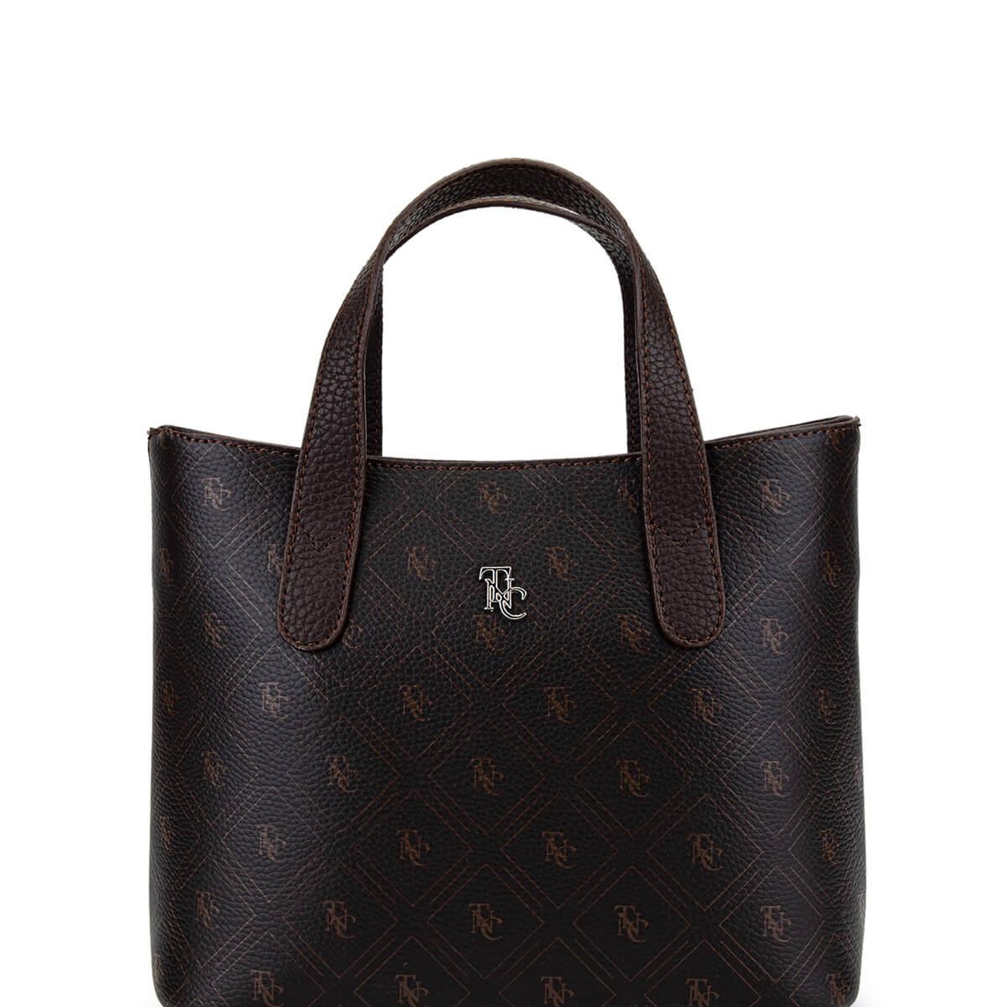 Tamer Tanca Kadın Suni Deri Kahverengi Desen El Çantası