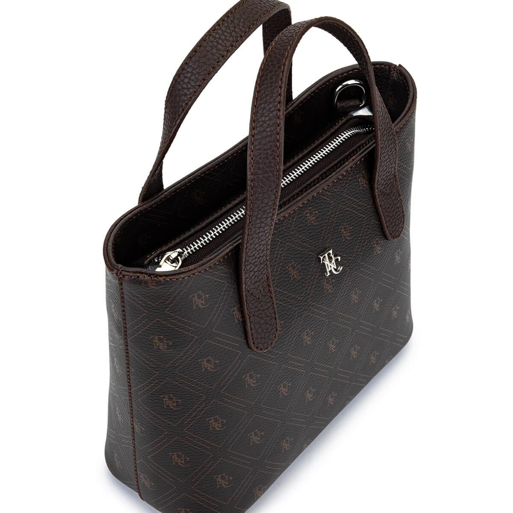 Tamer Tanca Kadın Suni Deri Kahverengi Desen El Çantası