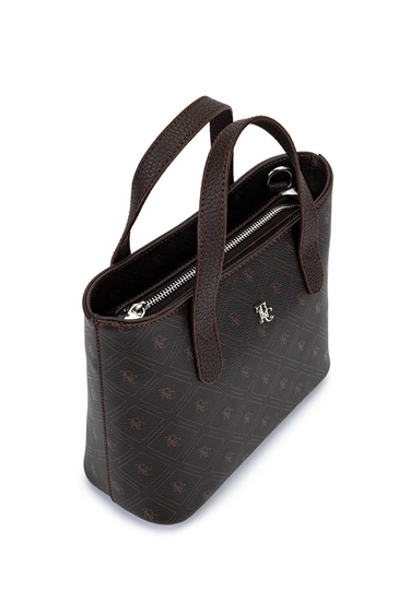  Tamer Tanca Kadın Suni Deri Kahverengi Desen El Çantası