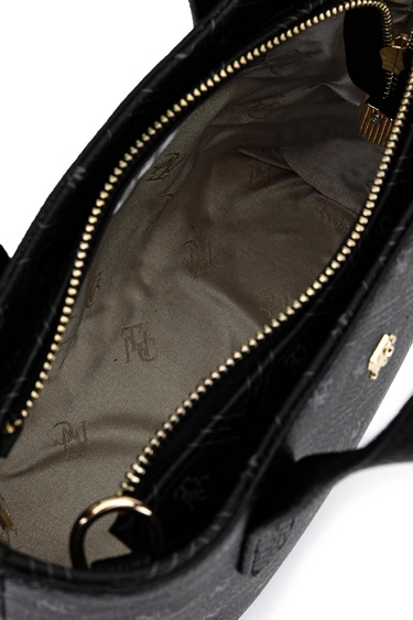  Tamer Tanca Kadın Suni Deri Siyah Desen El Çantası