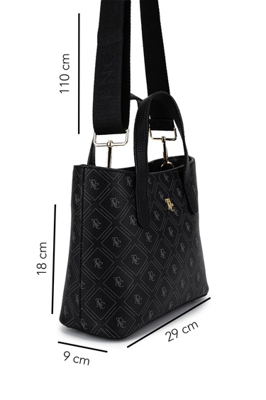  Tamer Tanca Kadın Suni Deri Siyah Desen El Çantası