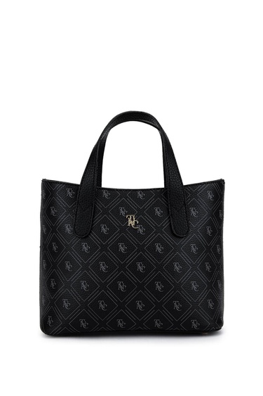  Tamer Tanca Kadın Suni Deri Siyah Desen El Çantası