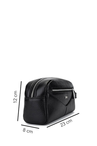  Tamer Tanca Erkek Hakiki Deri Siyah Floter Traş Çantası