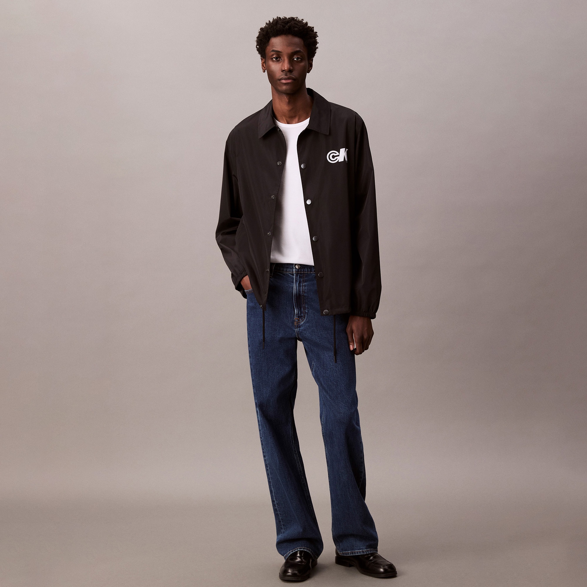 Calvin Klein Nylon Graphic Coaches Erkek Siyah Mont