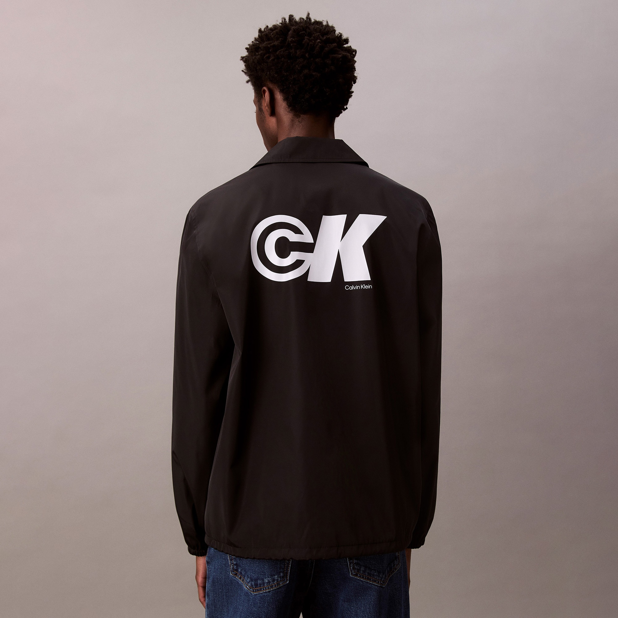 Calvin Klein Nylon Graphic Coaches Erkek Siyah Mont