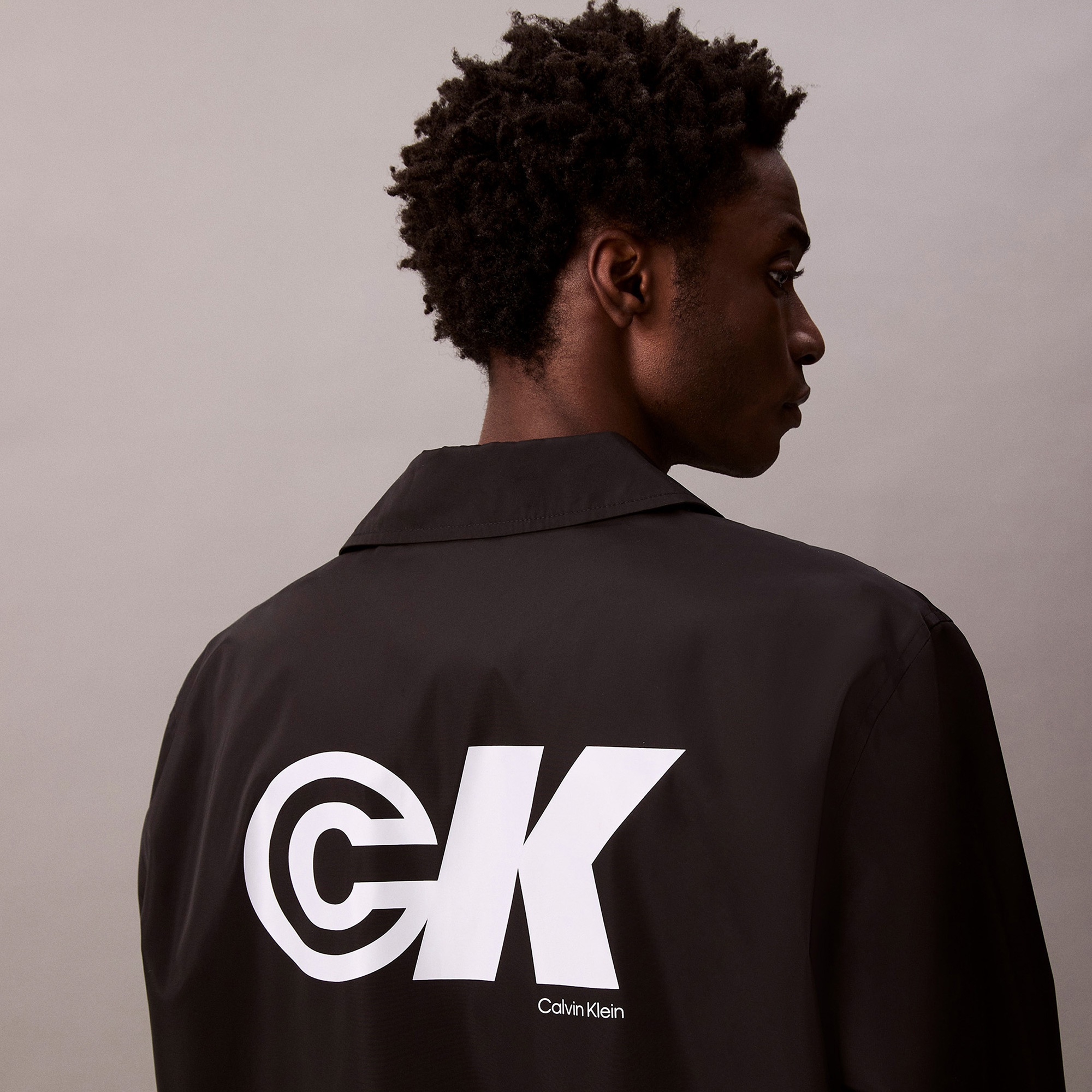 Calvin Klein Nylon Graphic Coaches Erkek Siyah Mont