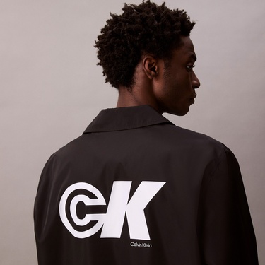  Calvin Klein Nylon Graphic Coaches Erkek Siyah Mont