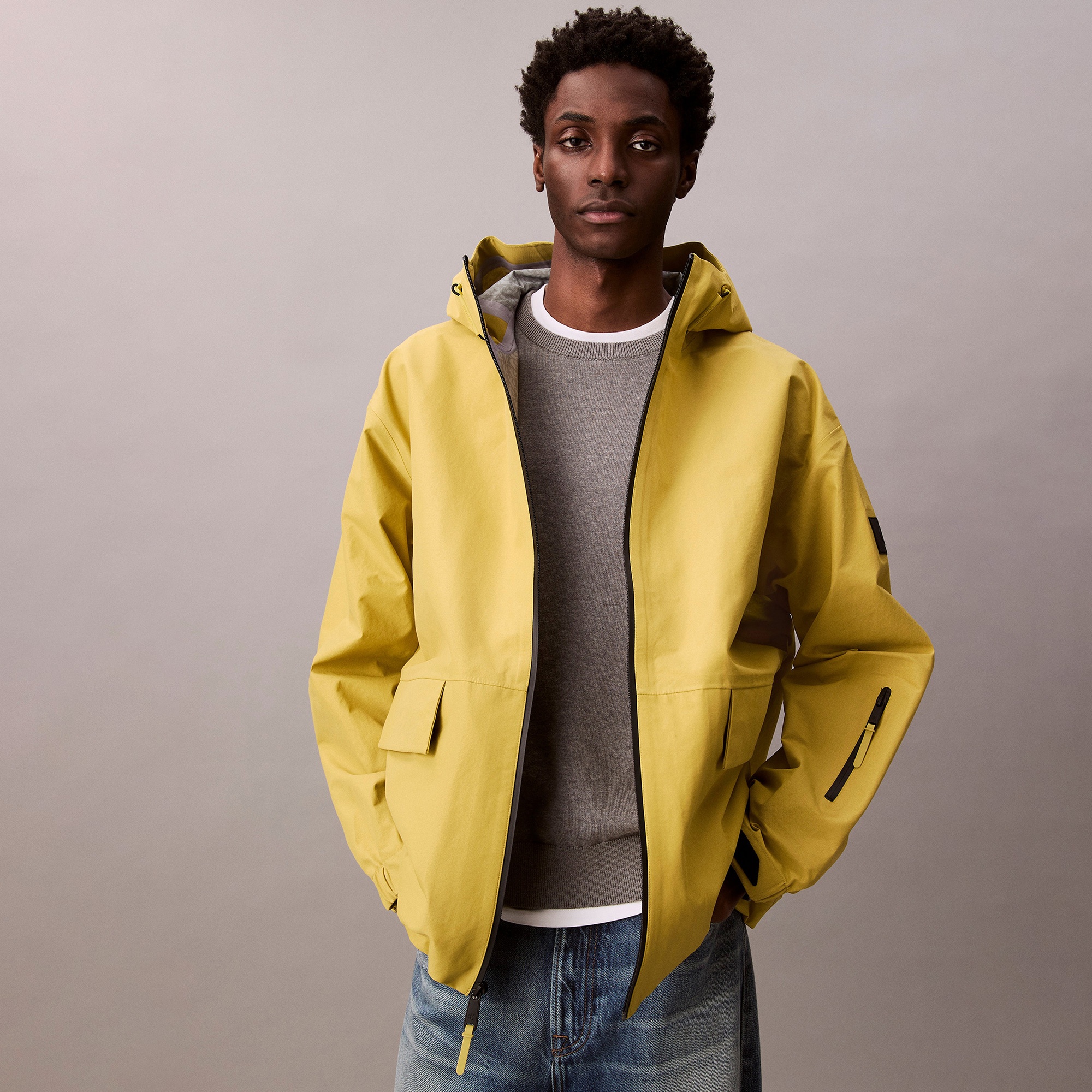 Calvin Klein Nylon Oxford Erkek Sarı Ceket