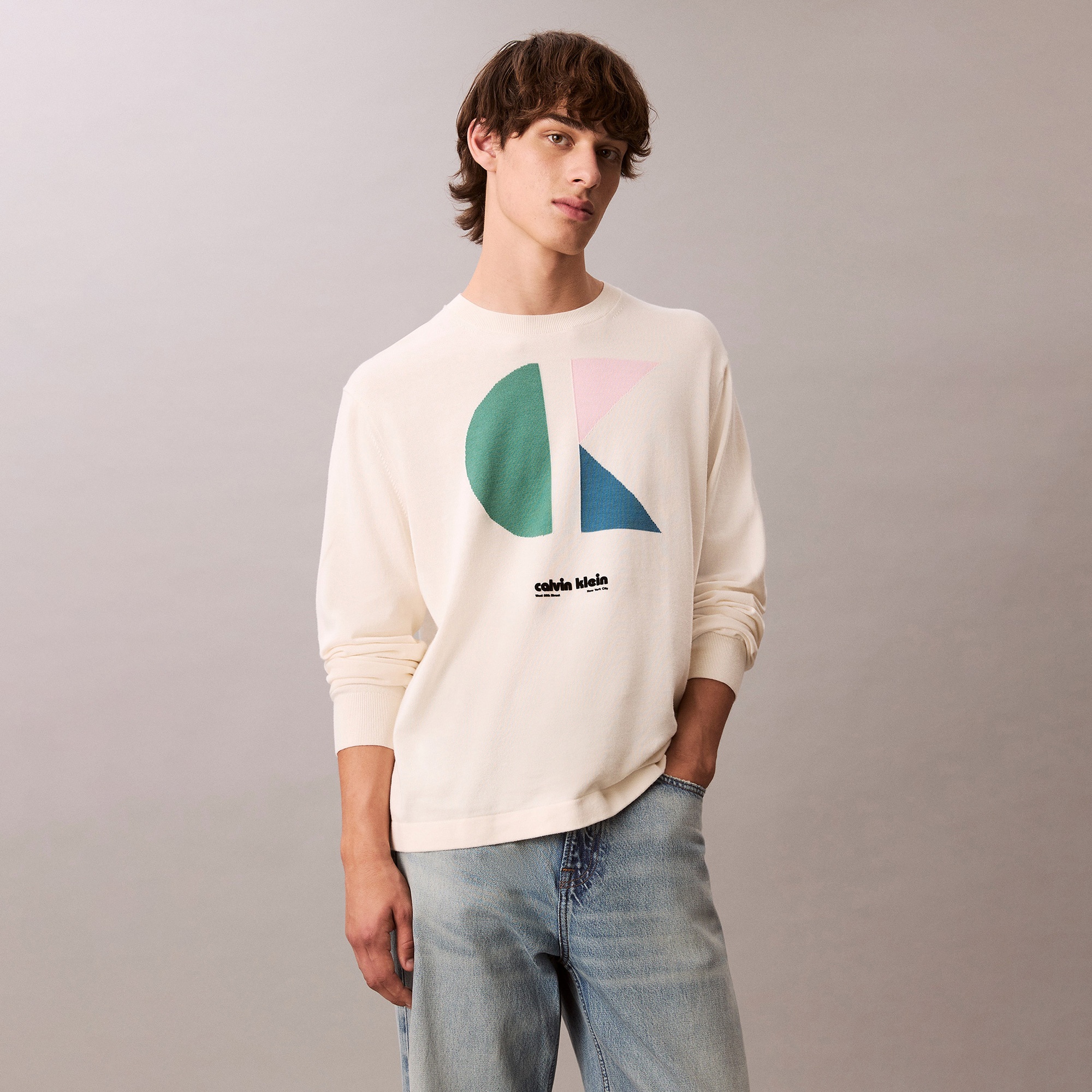 Calvin Klein Graphic Erkek Beyaz Triko