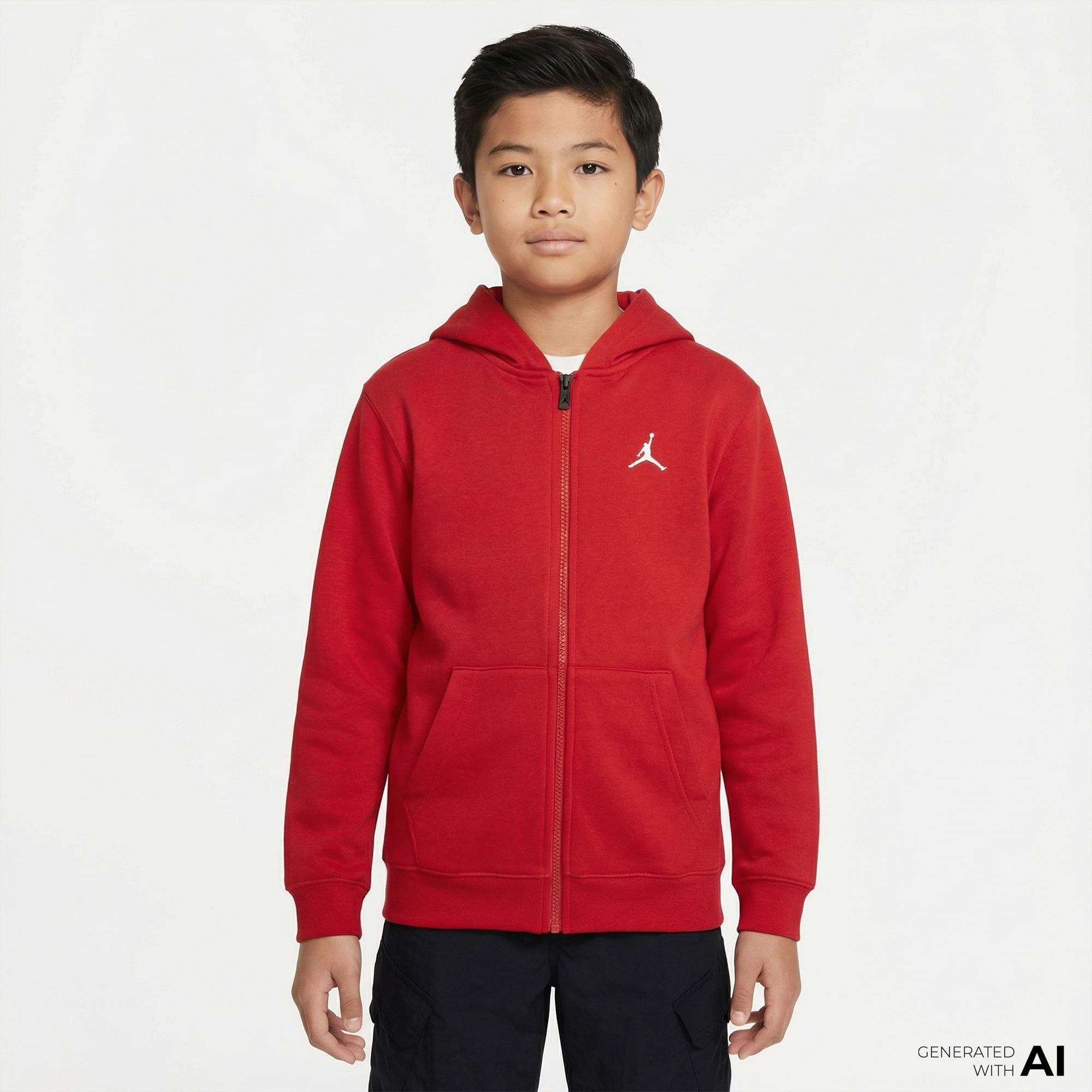  Jordan Brooklyn Çocuk Kırmızı Fermuarlı Sweatshirt