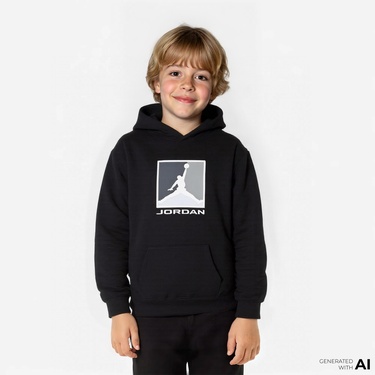  Jordan Baseline Çocuk Siyah Kapüşonlu Sweatshirt