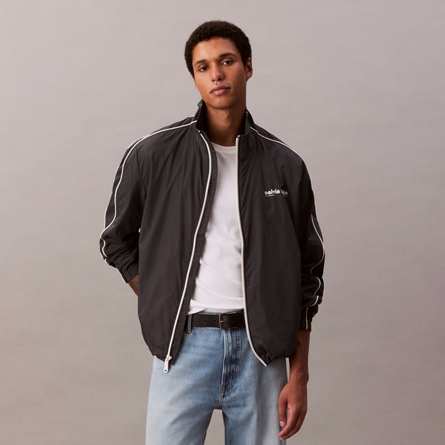  Calvin Klein Crinkle Stand Collar Track Erkek Mavi Ceket