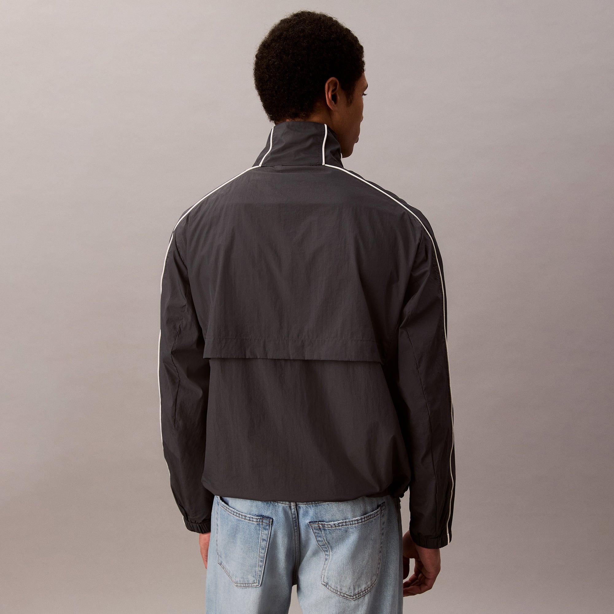 Calvin Klein Crinkle Stand Collar Track Erkek Mavi Ceket