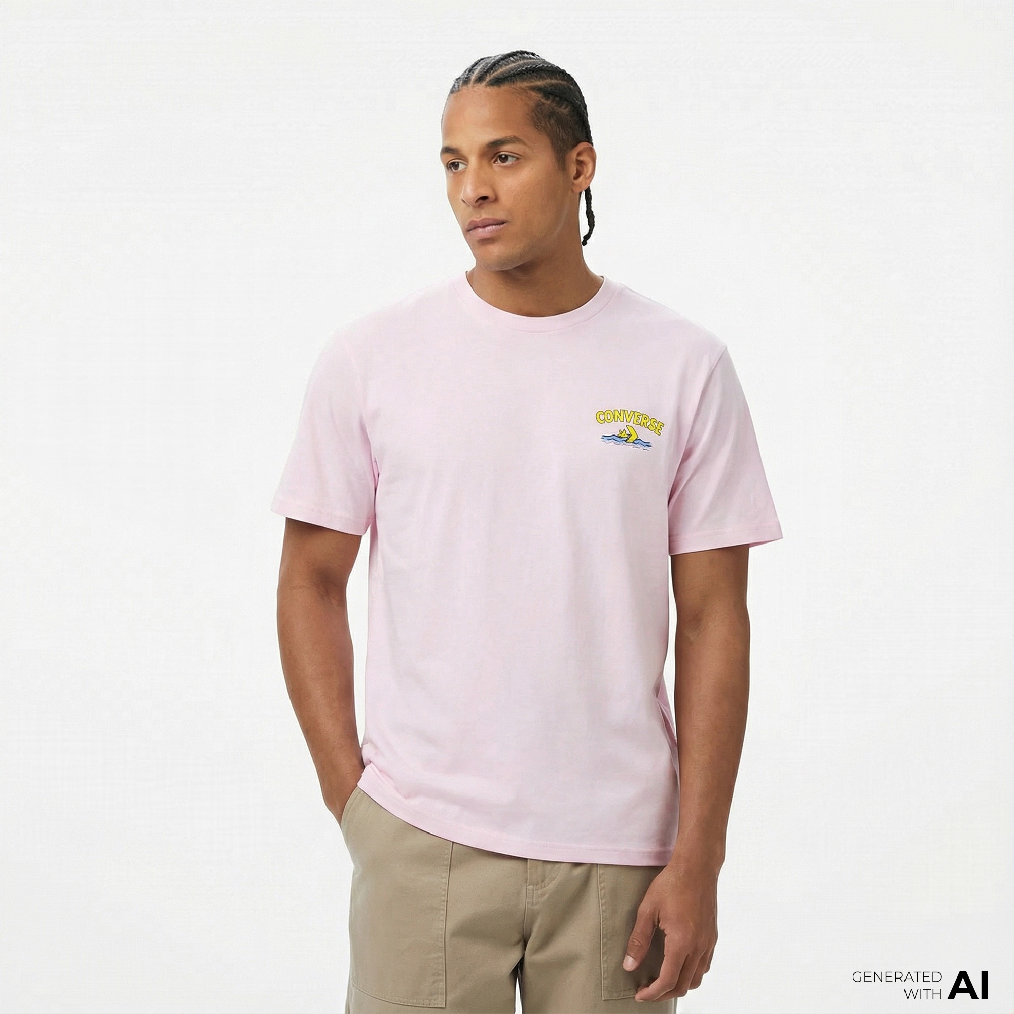 Converse Erkek Baskılı Pembe T-Shirt