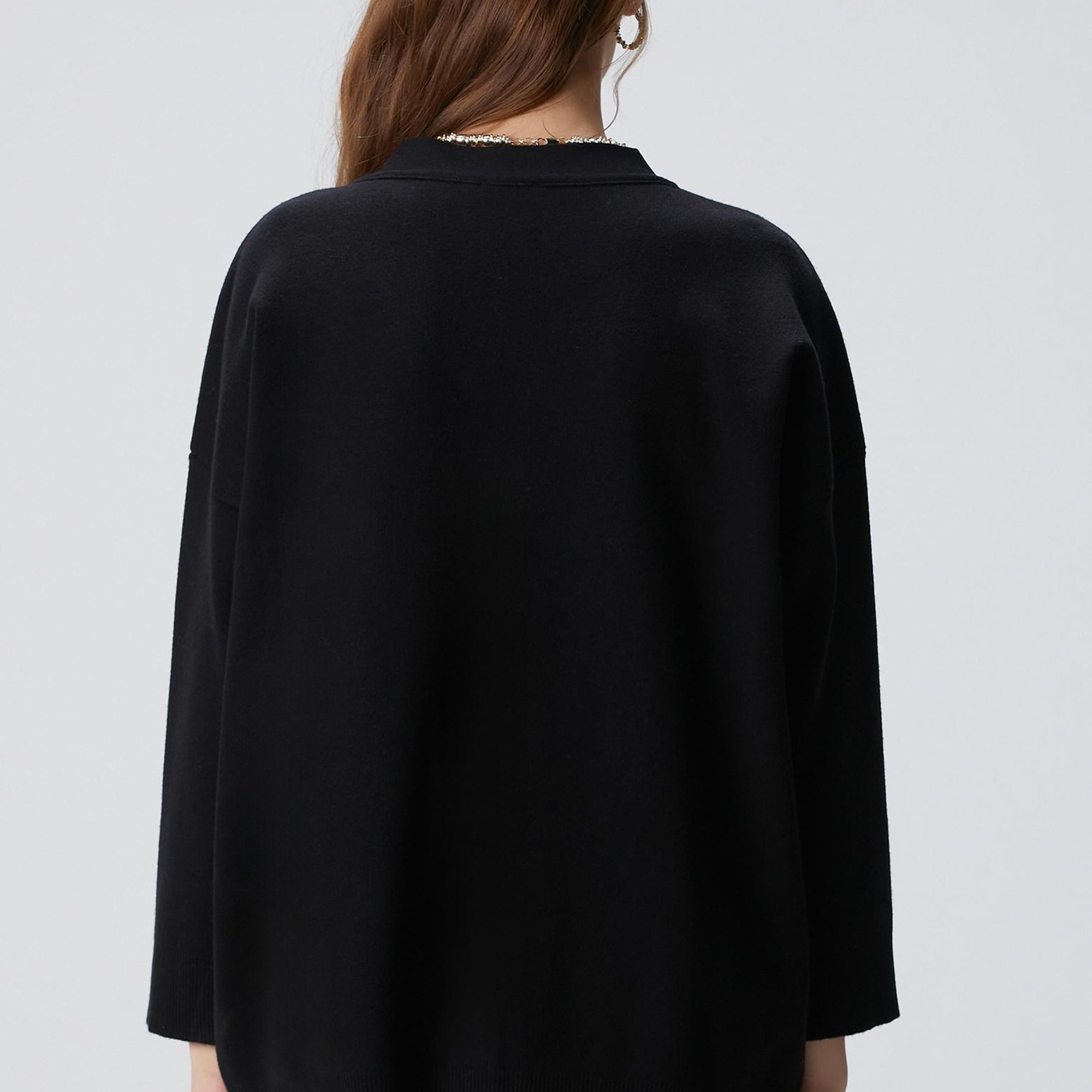 Network Kadın Siyah Trok Detaylı Hırka