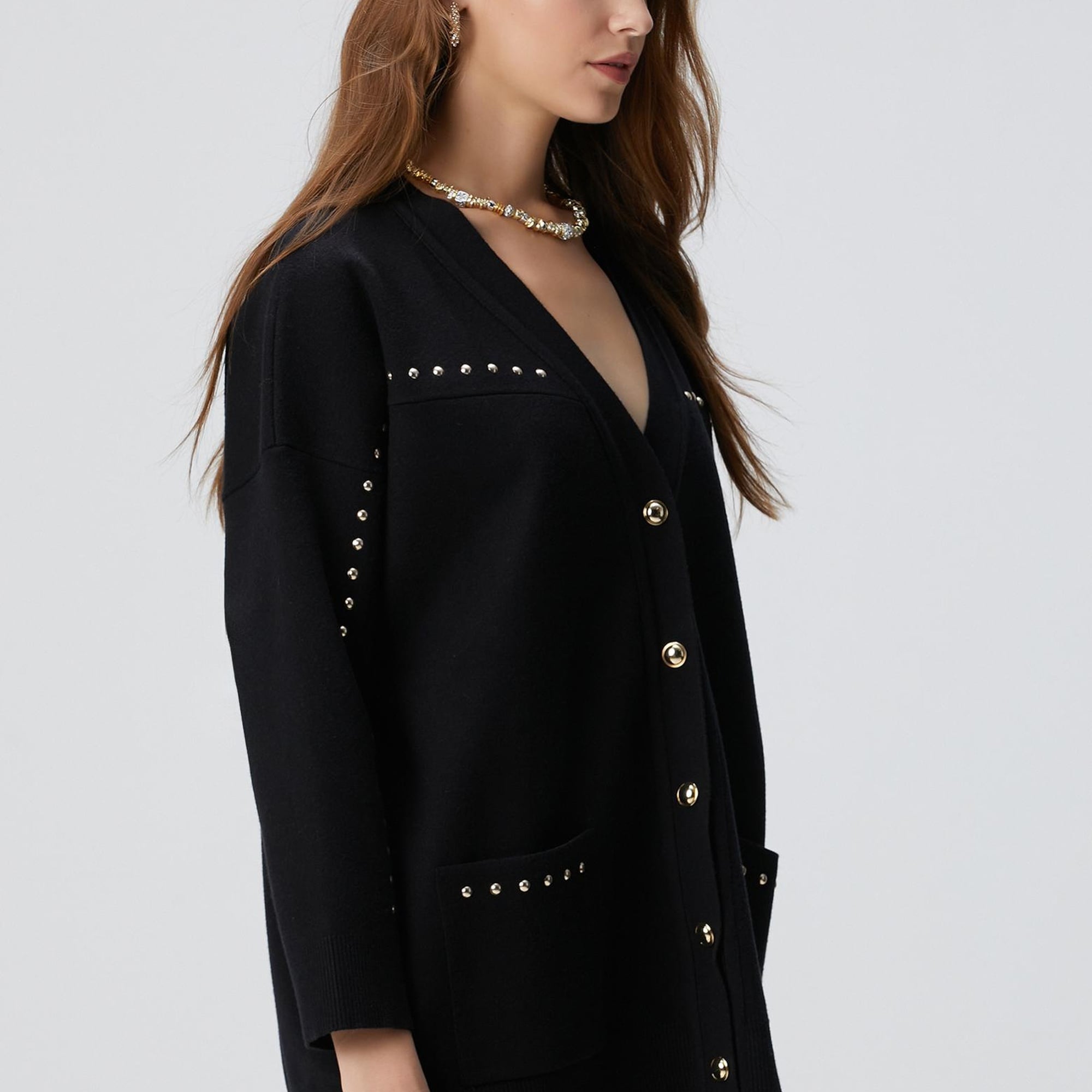 Network Kadın Siyah Trok Detaylı Hırka