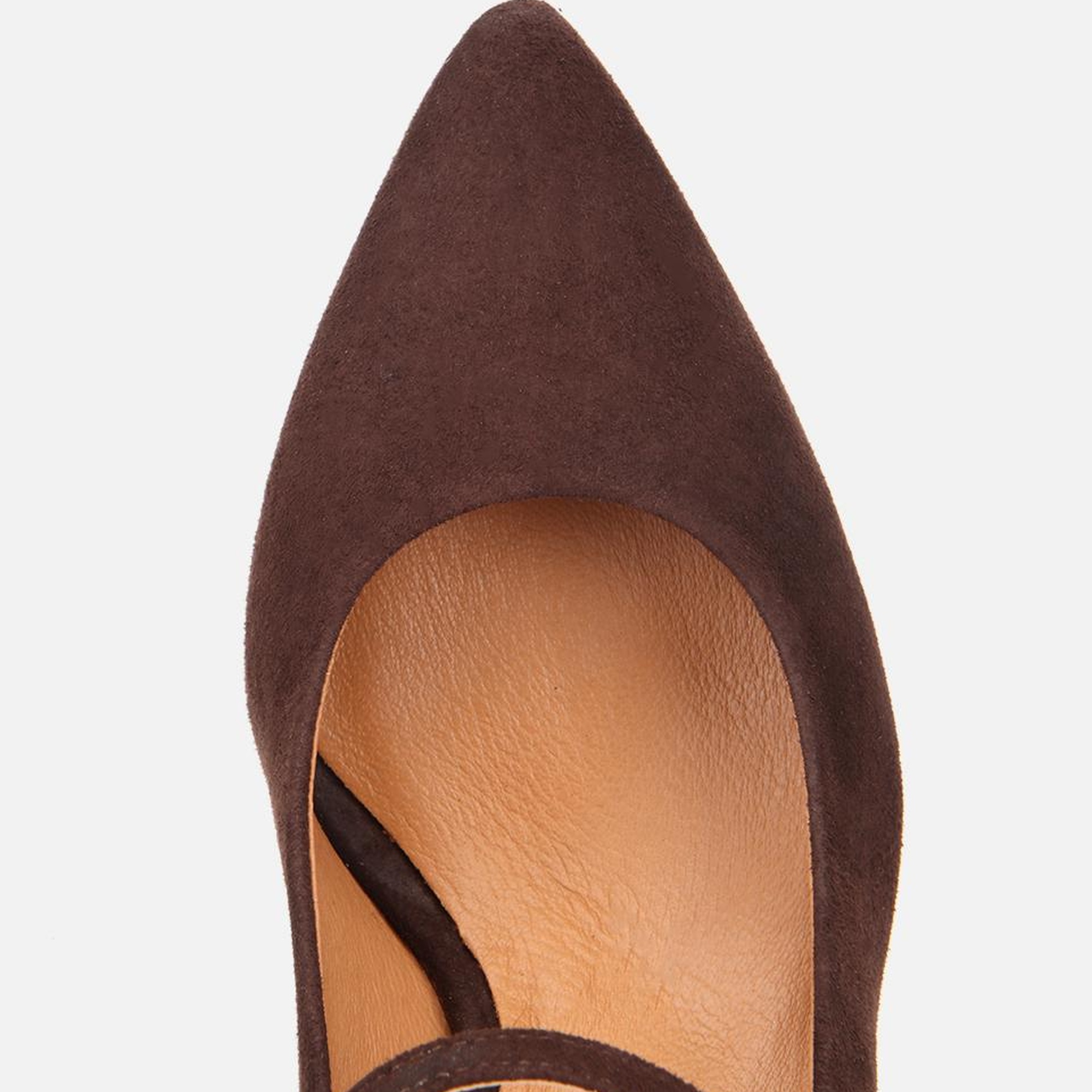 Kadın Süet Deri Mary Jane Kahverengi İnce Bantlı Stiletto