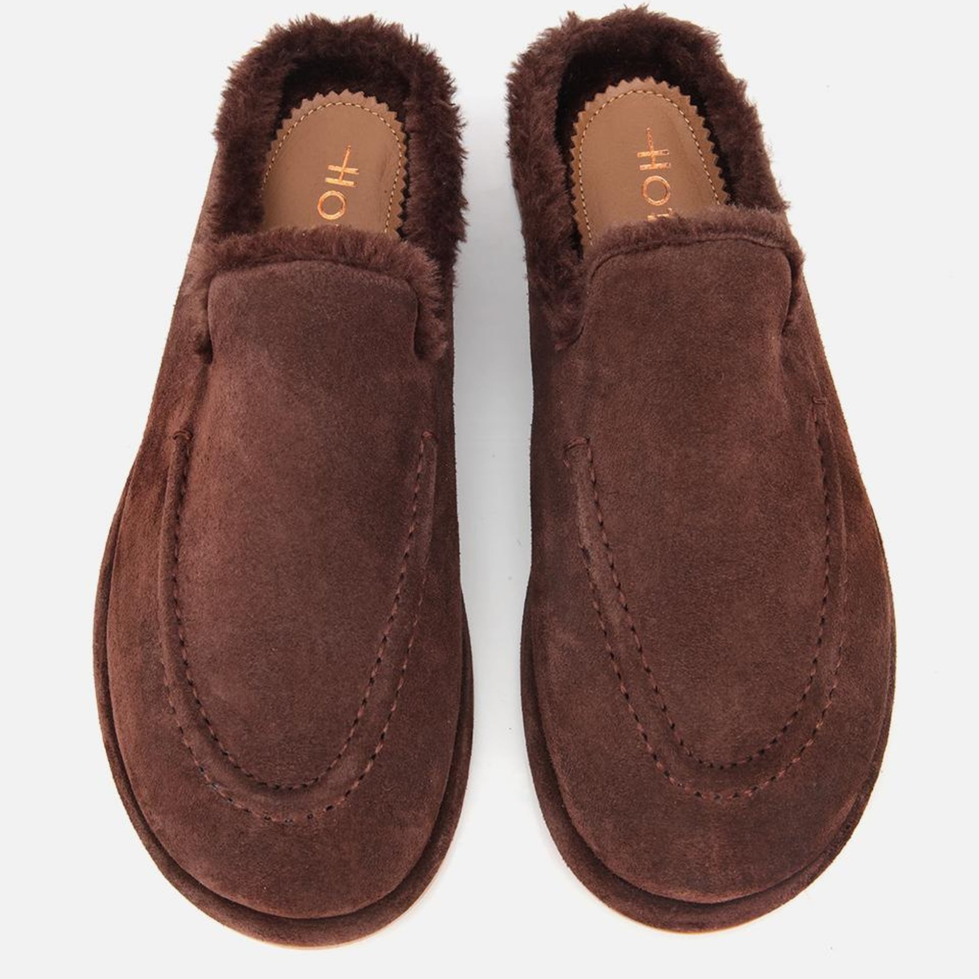 Kadın Süet Deri Kahverengi İçi Kürklü Düz Günlük Terlik