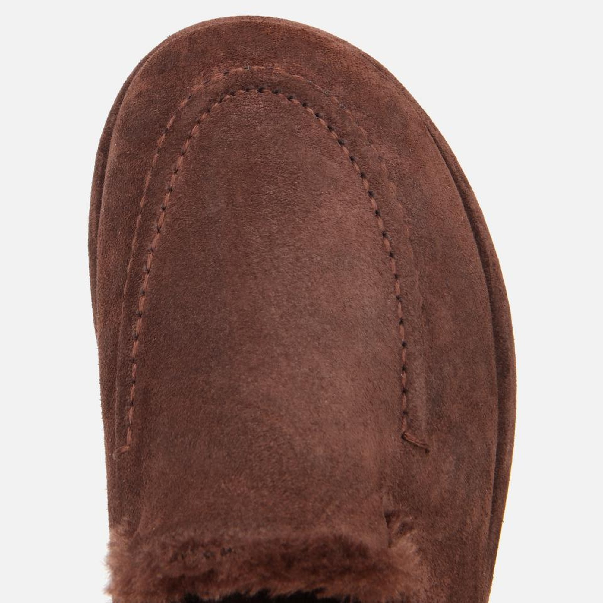 Kadın Süet Deri Kahverengi İçi Kürklü Düz Günlük Terlik