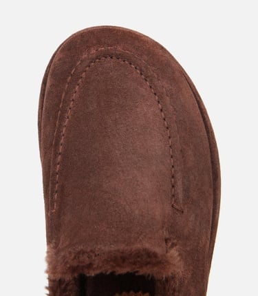  Kadın Süet Deri Kahverengi İçi Kürklü Düz Günlük Terlik