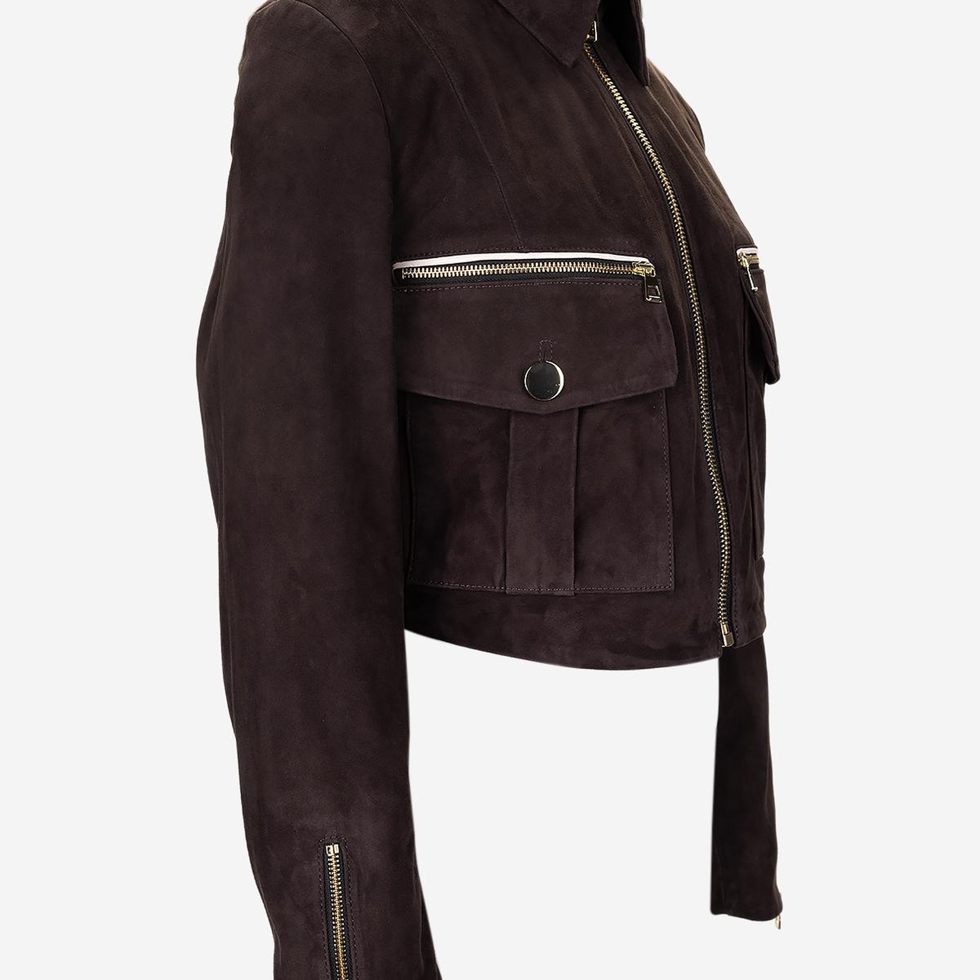 Valmenti Kadın Kahverengi Süet Deri Mont