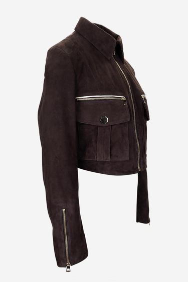  Valmenti Kadın Kahverengi Süet Deri Mont