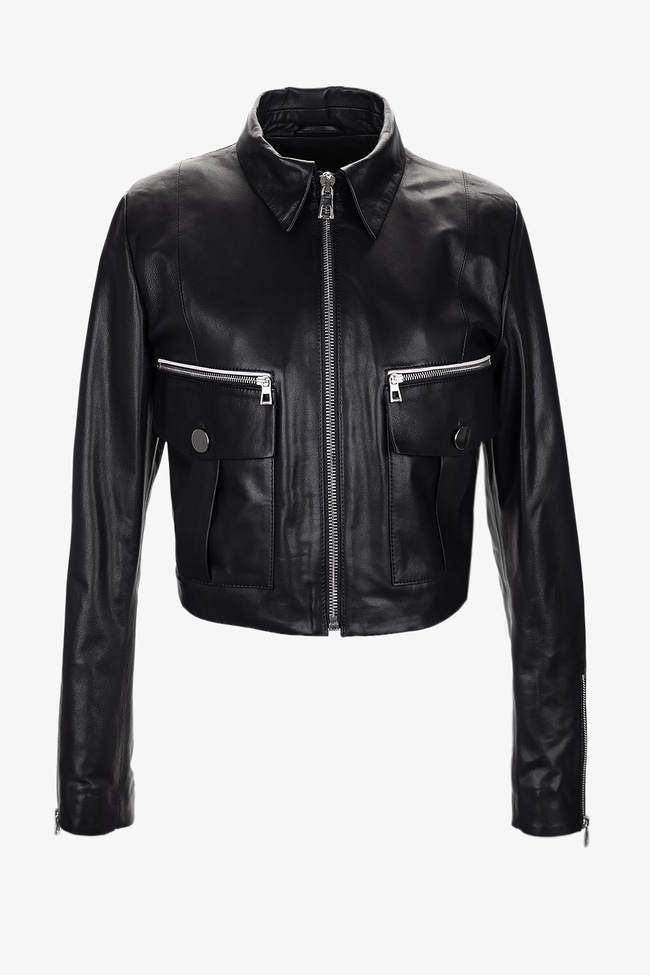  Valmenti Kadın Siyah Deri Mont