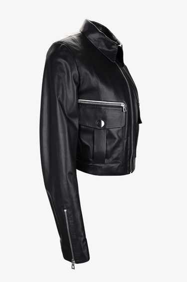  Valmenti Kadın Siyah Deri Mont