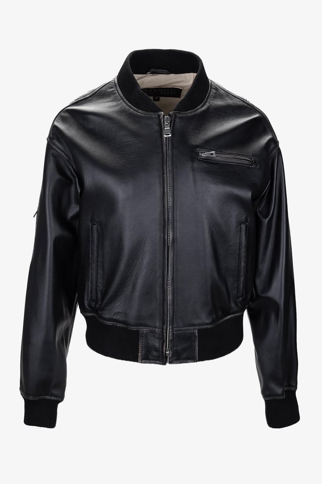  Valmenti Kadın Hakiki Deri Siyah Deri Mont