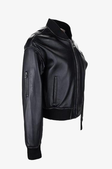  Valmenti Kadın Hakiki Deri Siyah Deri Mont