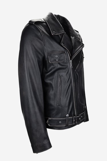  Valmenti Erkek Hakiki Deri Siyah Eskitme Deri Mont