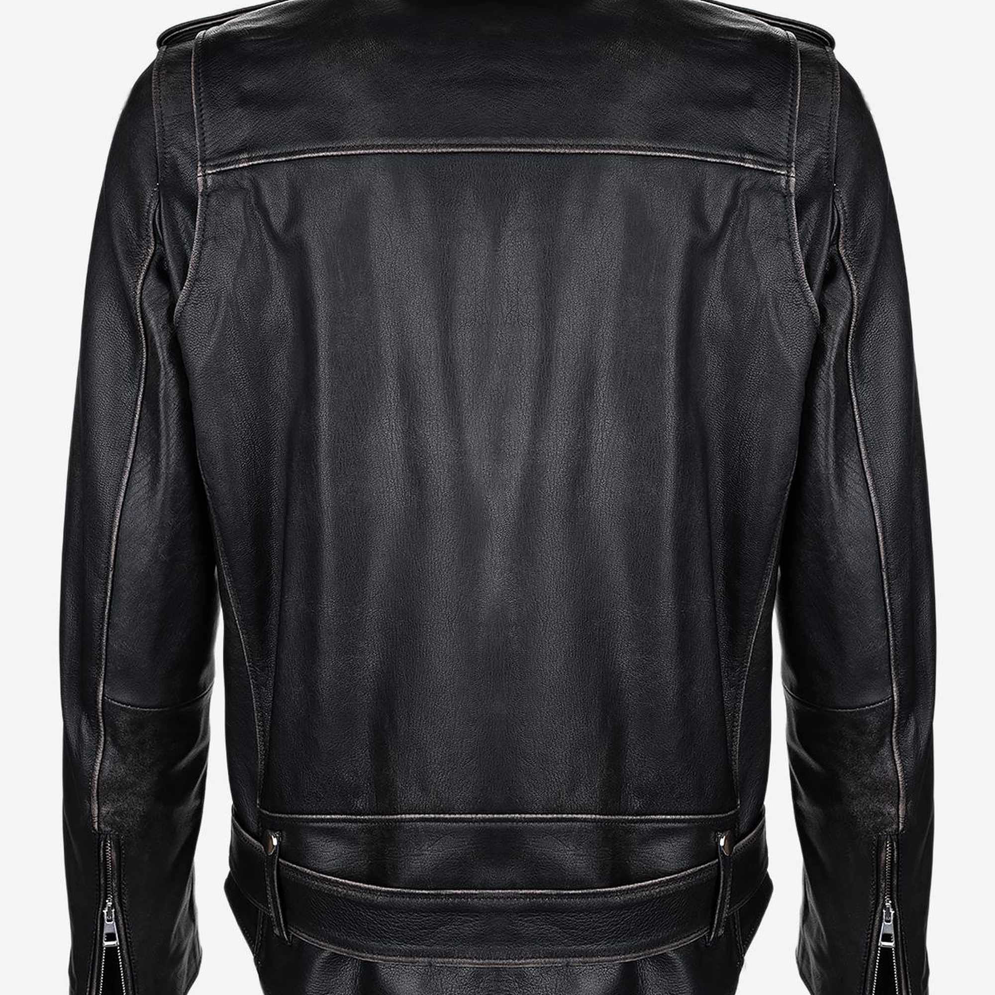 Valmenti Erkek Hakiki Deri Siyah Eskitme Deri Mont