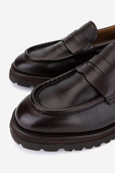  Valmenti Erkek Hakiki Deri Kahverengi Loafer Ayakkabı