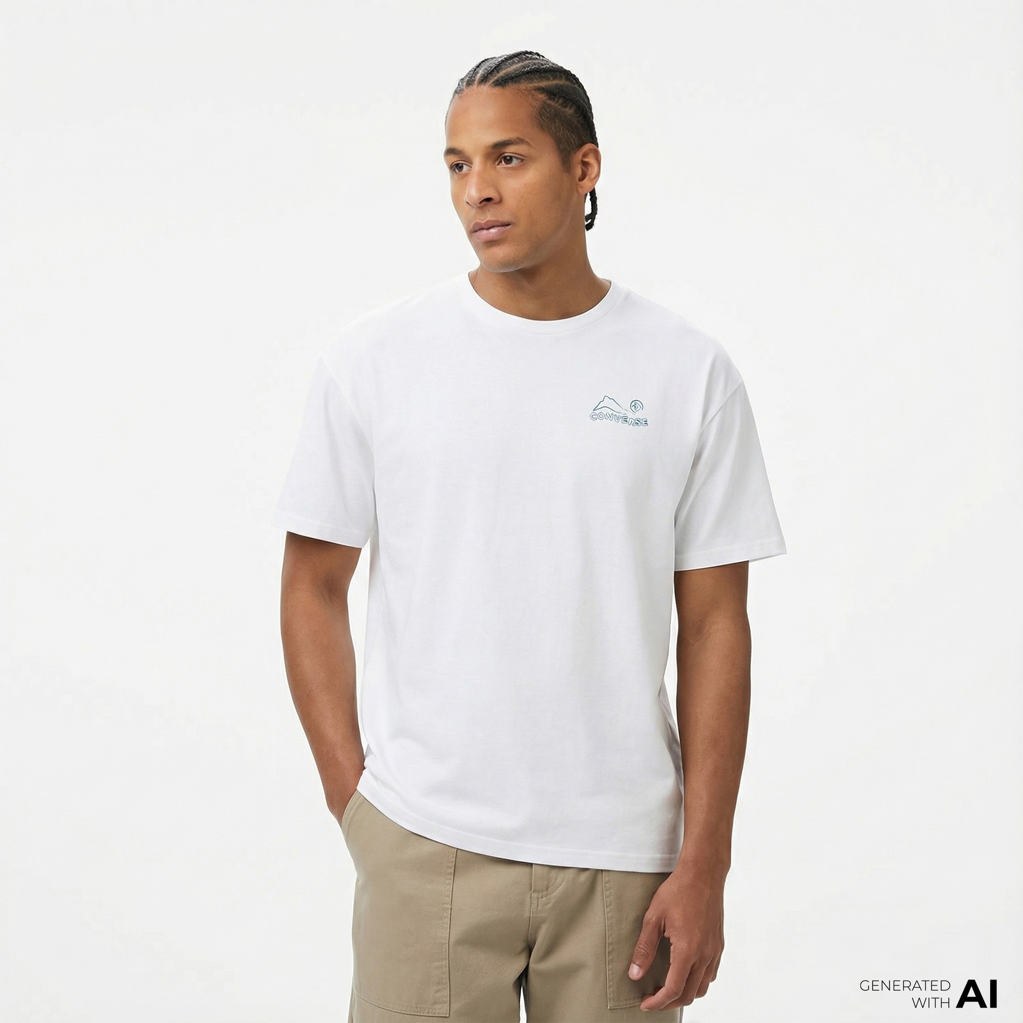 Converse Erkek Baskılı Beyaz T-Shirt