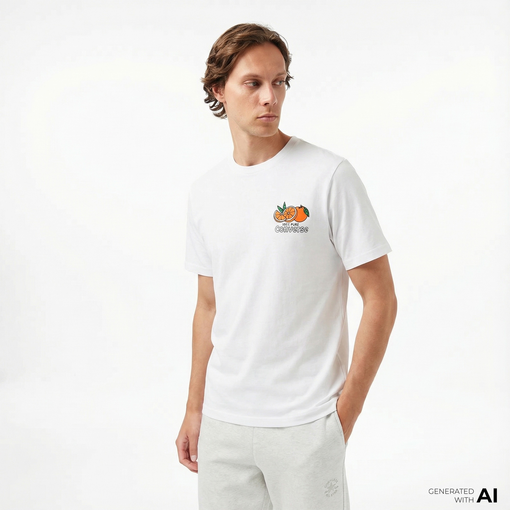 Converse Erkek Baskılı Beyaz T-Shirt