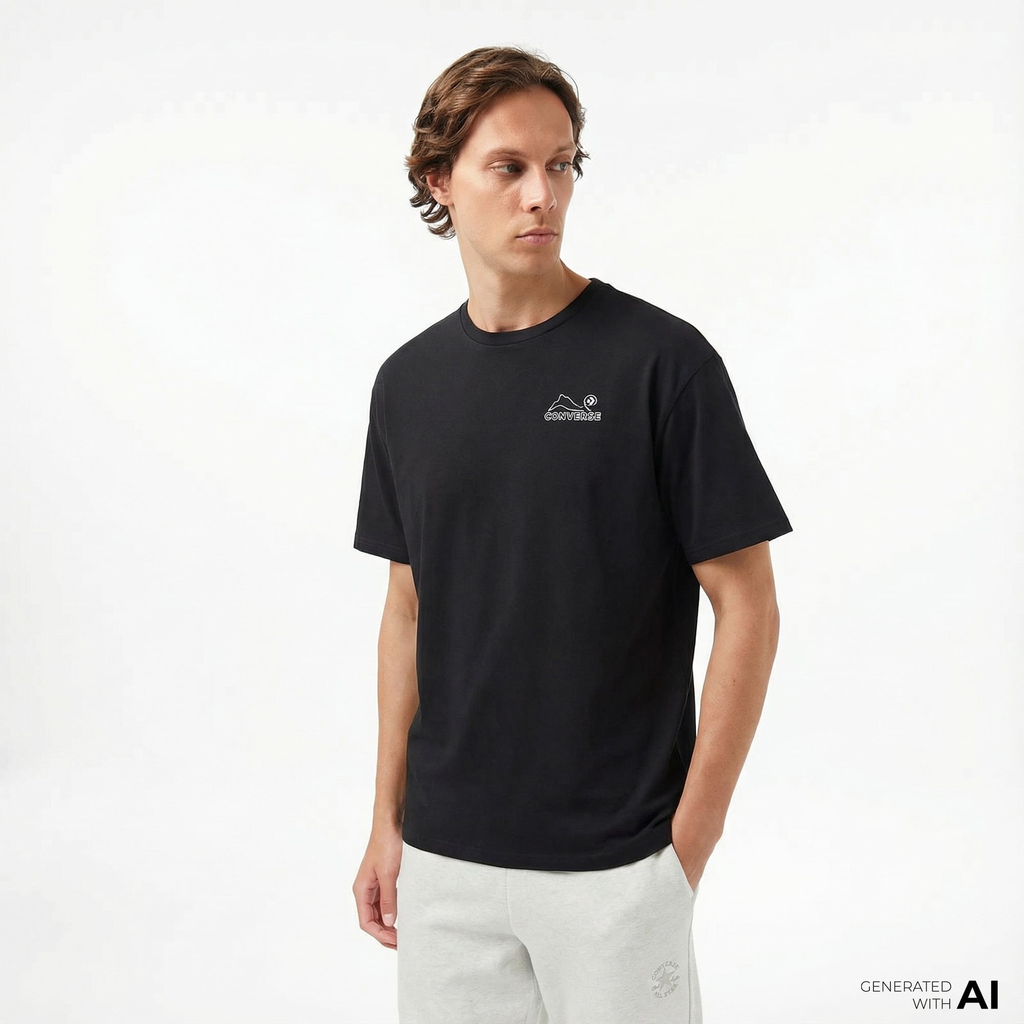  Converse Erkek Baskılı Siyah T-Shirt