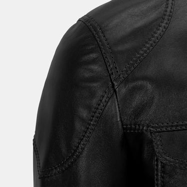  Erkek Siyah Hakim Yakalı Deri Ceket