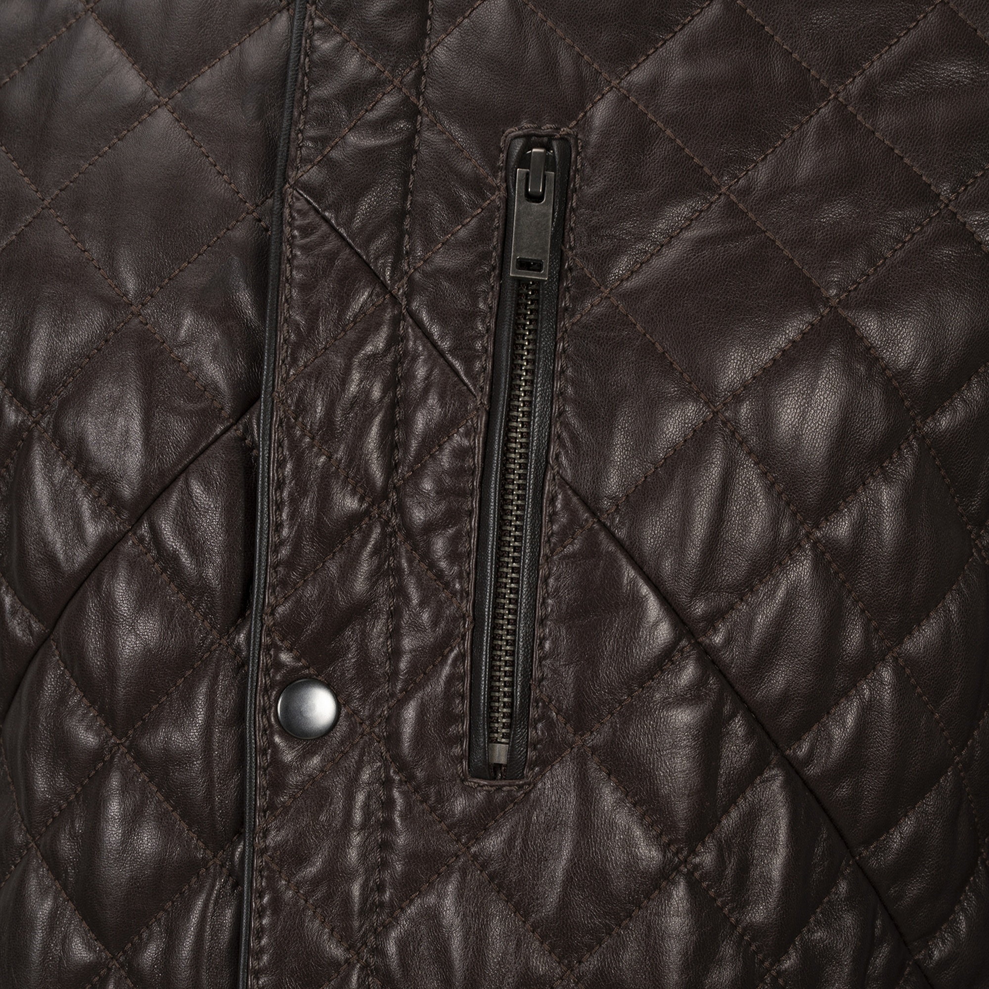 Erkek Koyu Kahve Kapitone Deri Ceket