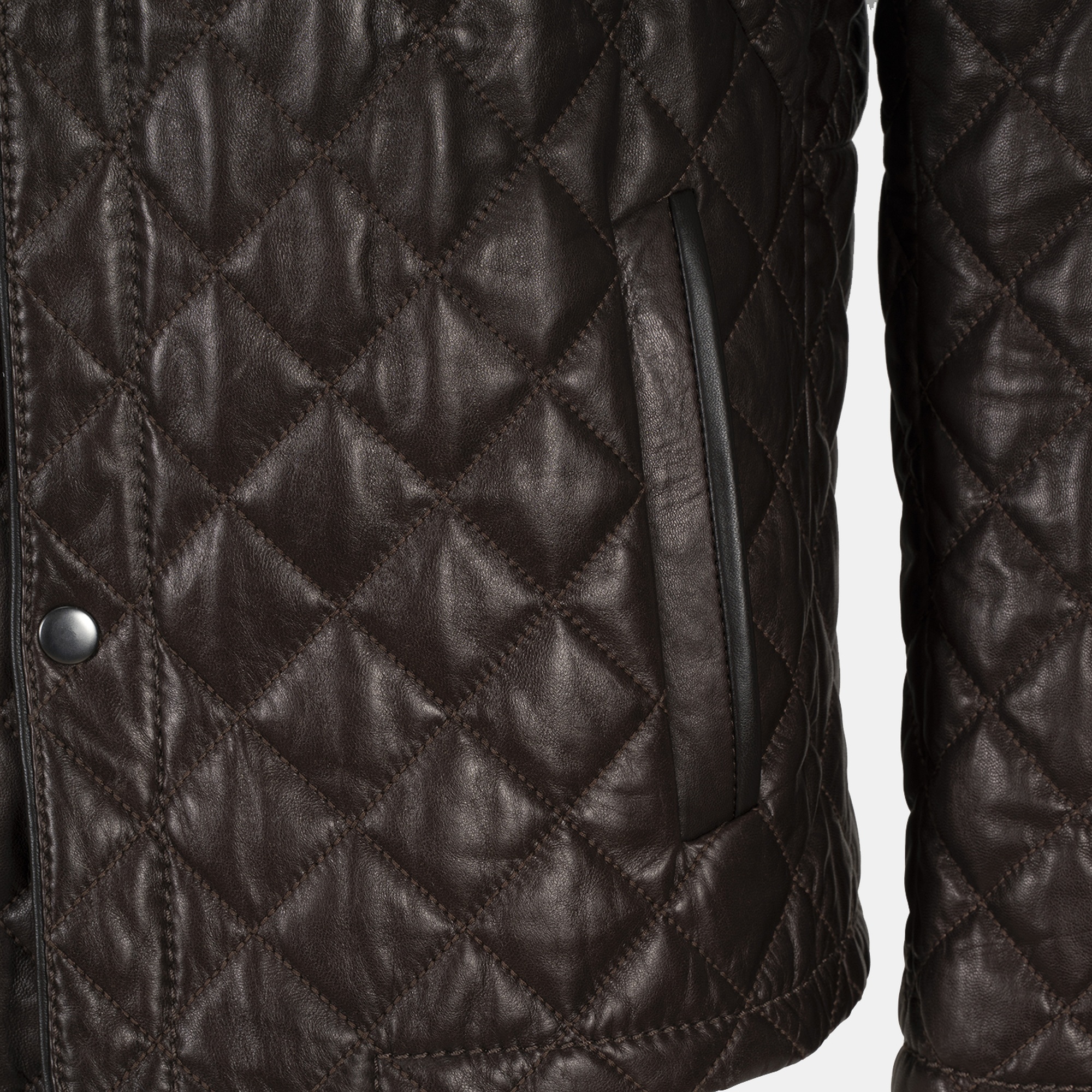 Erkek Koyu Kahve Kapitone Deri Ceket