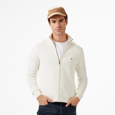  Tommy Hilfiger Essential Zip Erkek Triko Krem Hırka